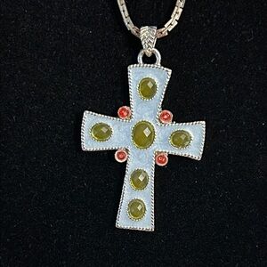 Cross with Beautiful Details of Green and Red Accents